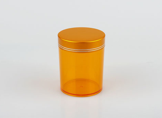 アルミネジキャップ付き透明オレンジプラスチックボトルピルボトル